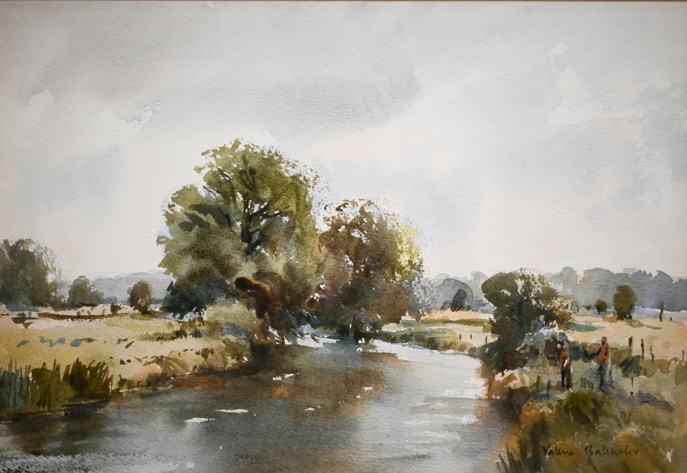 Valerie Batchelor - 'The River Avon, Amesbury', watercolour, signed, 28.5 x 42 cm