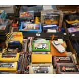 Two boxes of mostly boxed model vehicles including Corgi, Matchbox, Lledo etc (2)