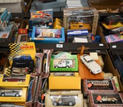 Two boxes of mostly boxed model vehicles including Corgi, Matchbox, Lledo etc (2)