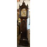 A 19th century oak eight-day longcase clock, the brass dial with silvered chapter ring, subsidiary