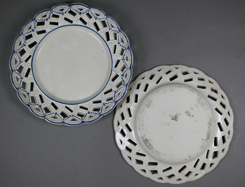 A scarce pair of 18th century Luxembourg pottery 22 cm plates, the pierced basket-work rims with - Image 7 of 11
