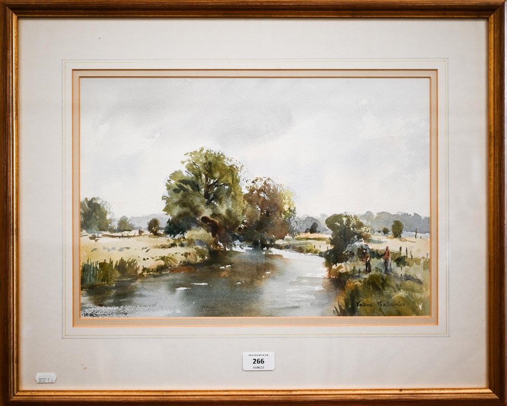Valerie Batchelor - 'The River Avon, Amesbury', watercolour, signed, 28.5 x 42 cm - Image 2 of 4