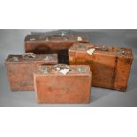 Four assorted vintage leather cases (4)