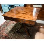 A Victorian and later square top double sided library table, with drawer to two sides, raised on a