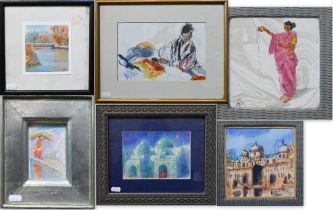 Ferelith Molteno - A collection of various watercolour studies to/w Lizzie Hall - figuratuve