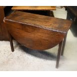 A George III mahogany oval drop leaf supper table, raised on moulded square legs, 45 cm (130 cm