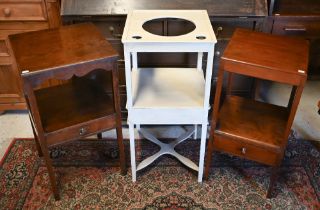 A trio of (differing) 19th century night/wash stands, each with a drawer. one painted (3)