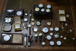 A large box of assorted vintage and later pocket, fob and wrist watches including Elgin; pinnacle;