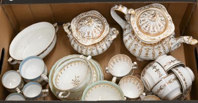 An early Victorian Spode china part tea service, with stylised foliate gilt decoration, to/w various