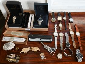 Two boxed Claude Valentini wristwatches (lady's and gentleman's) to/w various other wristwatches,