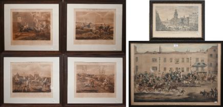 Set of four Alken steeplechase prints; 'North Country Mail's at the Peacock, Islington' and 'A