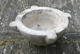 An old weathered alabaster mortar, 39 cm dia.