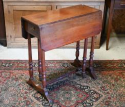 A continental satin walnut Sutherland style dropleaf gateleg table, drawer to each end
