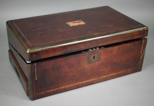 Victorian brass bound mahogany writing box with fitted interior, 45 cm wide f/r