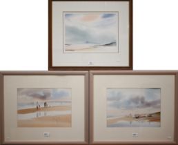 Tony Smibert - Australian coastal view, watercolour, signed, 25 x 35 cm to/w John Hume - A pair of