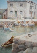 Lewis Mortimer - Four Cornish watercolour views, coast and harbour, watercolour, signed, 25.5 x 34