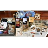 Various vintage and later costume and other jewellery including beads, brooches, cufflinks,