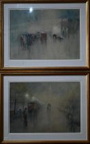 B Cockeram - A pair - Impressionistic views, watercolour, signed, 26 x 36 cm (2)