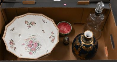 A late Victorian Royal Crown Derby Porcelain Co Ltd ovoid blue-ground vase with gilt floral