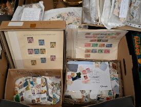 A quantity of post-war world postage stamps, loose and mounted on sheets (box)