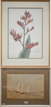 Mabel Wickham - 'Phormium Tenak', watercolour, signed, 55 x 37 cm to/w 'Fireflies', watercolour,