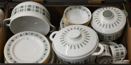 A Royal Doulton 'Tapestry' china dinner/tea service for eight settings, including three tureens (