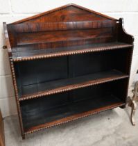 A Regency rosewood wall hanging open bookcase with egg and dart decorative mouldings, 92 cm wide x