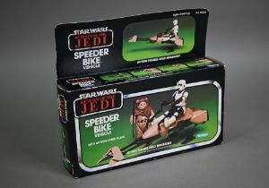 A boxed Kenner Star Wars Return of the Jedi Speeder Bike Vehicle with Action Speed Flaps, box sealed