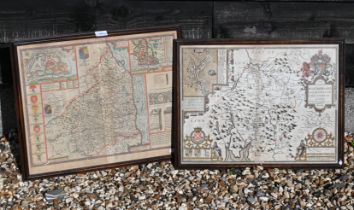 A 17th century county map engraving by John Speed, 'The Countie Westmorland and Kendale the Cheif