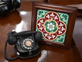 A vintage RTT (Belgium) Bell Telephone Mfg. Co telephone with brass carrying handle to/w a Minton