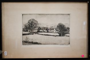 After W Golden-Thompson - 'Winter near Wadlews...', etching, pencil signed to margin, 18 x 28 cm