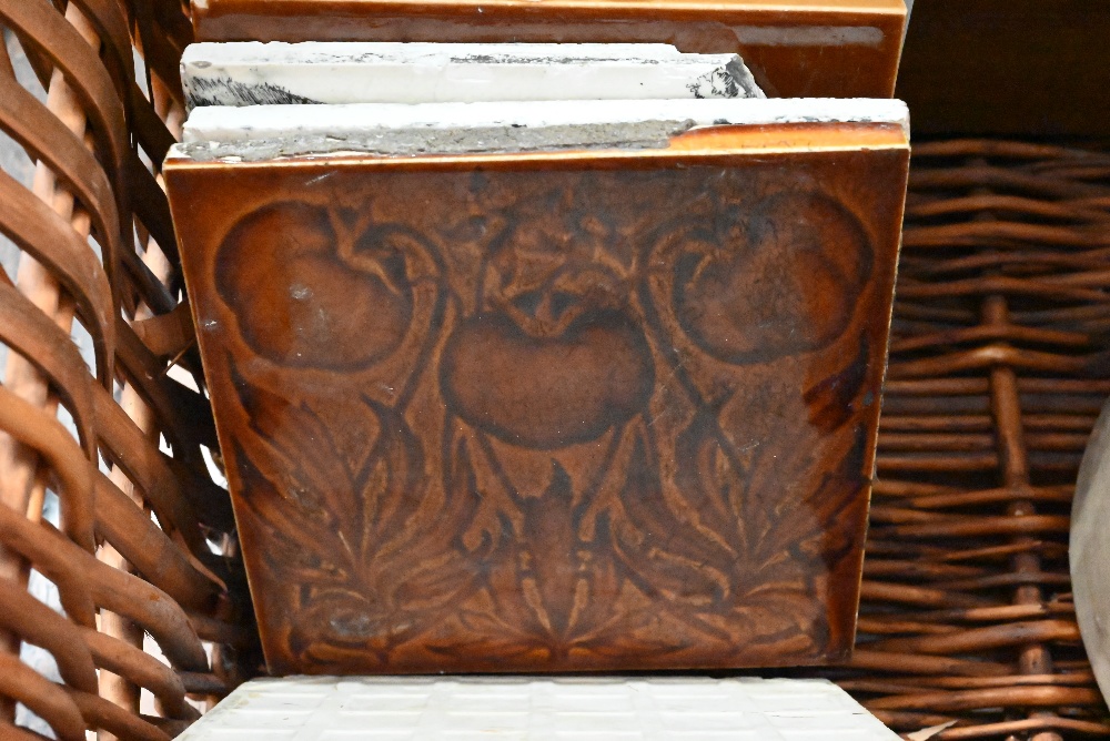 Various Victorian and later antique tiles, including five Minton examples to/w a large stonware - Image 10 of 10