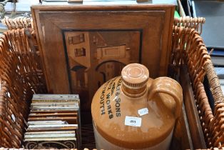 Various Victorian and later antique tiles, including five Minton examples to/w a large stonware