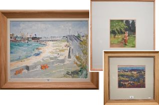 Pickard - Coastal bridge, oil on canvas board, signed and dated '82, 45 x 60 cm; Do Noble -