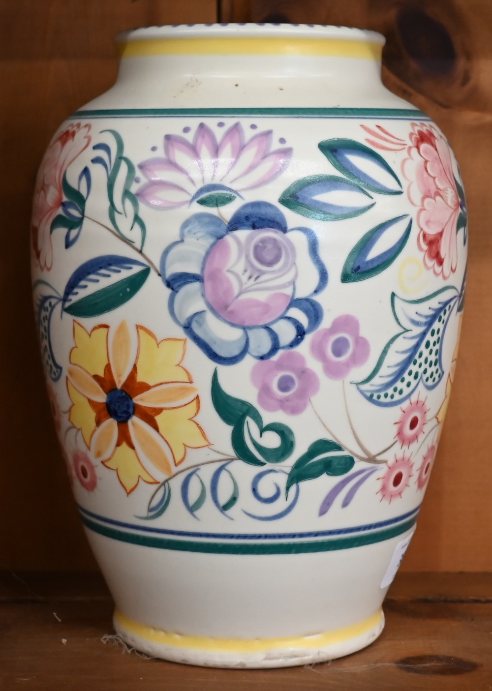 A large Poole Pottery floral-painted vase, impressed mark, 25 cm - Image 2 of 3