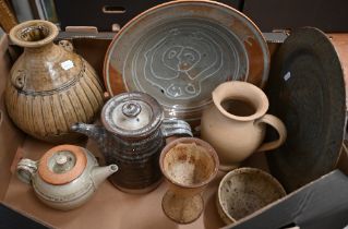 Various studio stoneware and other ceramics including vase, dishes, teapots, jug etc, some signed (