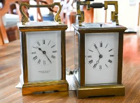 A Garrard & Co. Ltd carriage clock (1984), 15 cm o/a, to/w another carriage clock, repeat-striking