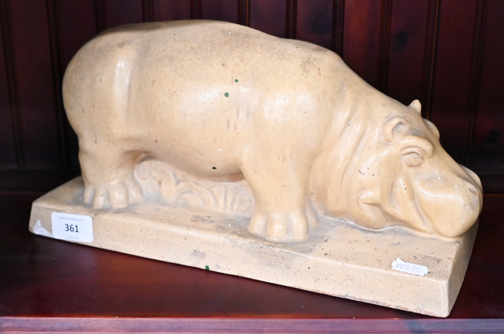 WITHDRAWN - An Art Deco pottery hippopotamus inscribed beneath 'RDC 4-37', 34 cm long