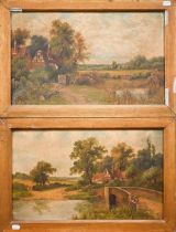 L Lyons - A pair of 19th century rural views near Derby, oil on canvas, 29 x 49 cm