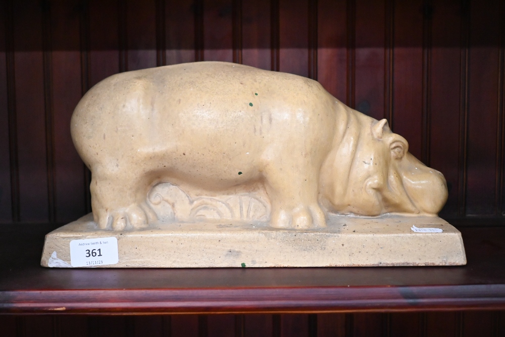 WITHDRAWN - An Art Deco pottery hippopotamus inscribed beneath 'RDC 4-37', 34 cm long - Image 3 of 3