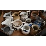 Eleven various Victorian salt-glazed stoneware jugs (box)