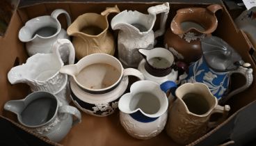 Eleven various Victorian salt-glazed stoneware jugs (box)