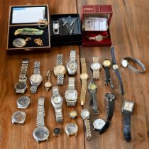 Various wristwatches, including Seiko, Citizen, Rotary, Accurist, Sekonda, etc - all a/f (box)