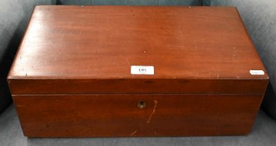 A Victorian mahogany writing slope with fitted interior and lower drawer, 43 cm wide