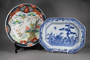 An 18th century Chinese blue and white octagonal serving dish, Qianlong period (1736-95) Qing