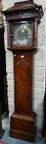 Donisthorp, Normanton 18th century eight day oak longcase clock, brass dial with subsidiary arched