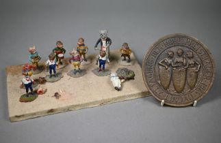 A novelty eleven-piece band of anthropomorphic animals, in cold-painted metal with wobbling heads, 5