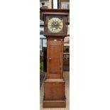 'William Monk, Berwick St John' - An 18th/19th century oak longcase clock, brass dial with