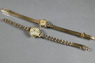 Two lady's 9ct gold wristwatches with bracelet straps, Tissot and Vertex, 32.9g all in