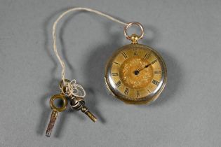 Mayer, Madder & Co. Bloomsbury, a small 18k ladies fob watch, the key wind movement with engine